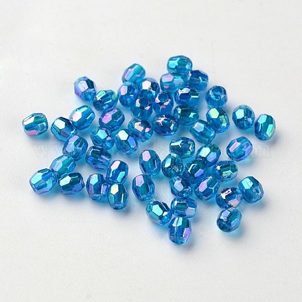 AB Color Plated Eco-Friendly Transparent Acrylic Barrel Beads TACR-L002-3mm-26-1