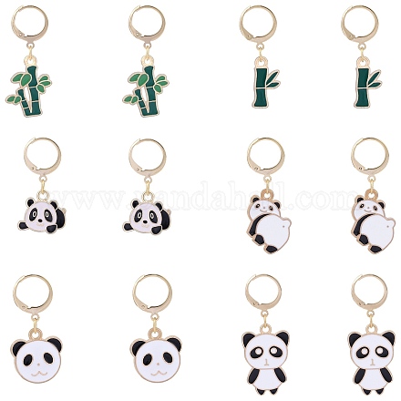 Décoration de pendentif en émail en alliage de bambou panda HJEW-SW00034-1