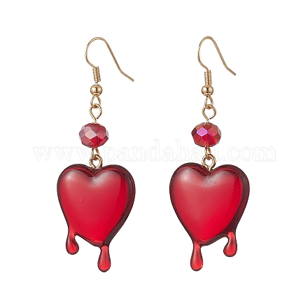 Resin Melting Heart Dangle Earrings EJEW-TA00216-1