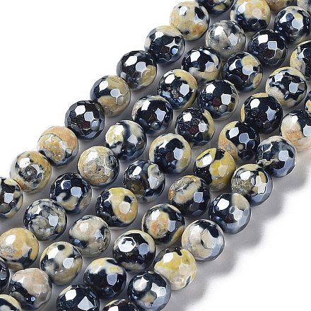 Galvanisieren natürliche Achat Perlen Stränge G-G0006-A01-08-1