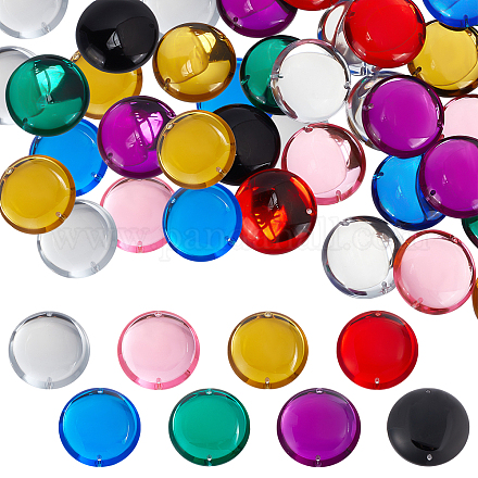 Fingerinspire32pcsラインストーンに8色のアクリル縫い  アクリル鏡  二つの穴  衣料品アクセサリー  半円  ミックスカラー  25mm  4個/カラー FIND-FG0001-25-1