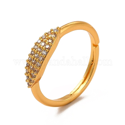 Verstellbarer Ring mit klarem Zirkonia-Blatt RJEW-C048-18G-1