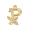 Brass Crystal Rhinestone Letter Links Connector Charms, Real 18K Gold Plated, Letter P, 16x10x4mm, Hole: 1.2mm and 1.5mm