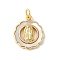 Brass Pave Natural White Shell Pendants, Religion Virgin Mary Charms, Long-Lasting Plated, Lead Free & Cadmium Free, Rack Plating, Real 18K Gold Plated, 15.5x13x3mm, Hole: 3.5mm