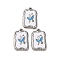 304 Stainless Steel Enamel Pendants, Rectangle with Butterfly Charm, Stainless Steel Color, 18x11.5x2.5mm, Hole: 0.8mm