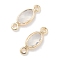 Brass Glass Connector Charms, Oval Links, Real 18K Gold Plated, Clear, 10.5x4x1.5mm, Hole: 1mm