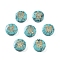 Synthetic Turquoise Beads, with Golden Tone Brass Slices, Flat Round with Constellations, Gemini, 15x5mm, Hole: 1mm