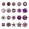 20Pcs Alloy Rhinestone Snap Button, Jewelry Buttons, Mixed Shapes, Tanzanite, 19~32x19~32x8~14mm