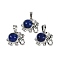 Natural Lapis Lazuli(Dyed) Pendants, Rack Plating Brass Rhinestone Elephant Charms, Platinum, Cadmium Free & Lead Free, 17.5x20.5x8mm, Hole: 5x8mm