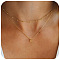 Bohemian Style Stainless Steel Double Layer Initial Pendant Necklaces, Golden, Letter B, 15.75~19.69 inch(40~50cm)