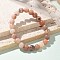 Natural Plum Blossom Jasper Beads Stretch Bracelets, Round, 2 inch~2-1/8 inch(5.2~5.5cm), Beads: 8~9mm