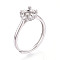 Rhodium Plated 925 Sterling Silver Micro Pave Cubic Zirconia Engagement Solitaire Adjustable Ring Settings, Prong Ring Components, Platinum, Tray: 4.6mm, Inner Diameter: 17.2mm