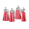Faux Suede Tassel Pendant Decorations, with CCB Plastic Cord Ends, Platinum, 33~35x10mm, Hole: 2.5mm