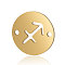 201 Stainless Steel Links connectors, Flat Round with Constellation, Golden, Sagittarius, 12x0.8mm, Hole: 0.8mm
