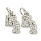 Rack Plating Brass Micro Pave Cubic Zirconia Pendants, Long-Lasting Plated, Lead Free & Cadmium Free, Constellations, Virgo, 12x8x2mm, Hole: 2.5mm