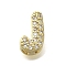 Brass Micro Pave Cubic Zirconia Letter Multi-Strand Links, Lead Free & Cadmium Free, Real 18K Gold Plated, Letter J, 8x5x4.5mm, Hole:  2.5x1.5mm