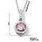 Brass Pave Cubic Zirconia Geometric Flat Round Pendant Necklaces, Silver Color Plated, Pearl Pink, 15.75 inch(40cm)