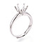 Rhodium Plated 925 Sterling Silver Engagement Solitaire Ring Settings, Adjustable Prong Ring Settings, Platinum, Tray: 3.2mm, US Size 6 3/4(17.1mm)