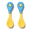 Resin Cabochons, Two Tone, Spoon with Star, Yellow, 33x9x7mm