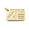 Brass Postcard Pendants, Cadmium Free & Lead Free, Rectangle Charms, with Jump Ring, Real 18K Gold Plated, 18x12x1.5mm, Hole: 3mm