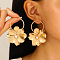 Alloy Dangle Stud Earrings, with Plastic Imitation Pearl Beads, Golden, Flower, 50mm