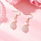 Natural Green Aventurine Dangle Earrings, with Shell Pearl and 304 Stainless Steel, Oval, Golden, 41.5x8mm