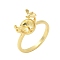 Brass Cuff Ring Settings, Rack Plating, Long-Lasting Plated, Lead Free & Cadmium Free, for Half Drilled Beads, Bees & Leaf, Golden, Inner Diameter: 16.2mm, Tray: 8x12mm, Pin: 3x0.8mm