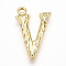 304 Stainless Steel Pendants, Letter Charms, Letter V, 22.5x14.5x3mm, Hole: 1.6mm