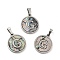 304 Stainless Steel with Paua Shell Pendants, Stainless Steel Color, Flat Round with Letter Charm, Letter.G, 18x16x1.5mm, Hole: 3x6mm