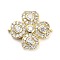 Brass Clear Cubic Zirconia Flower Connector Charms, Rack Plating, Long-Lasting Plated, Lead Free & Cadmium Free, Real 18K Gold Plated, 20.5x18x5mm, Hole: 0.7mm