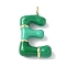 Brass Enamel Pendants, Long-Lasting Plated, Cadmium Free & Lead Free, Real 18K Gold Plated, Letter Charm, Letter E, 21~25x6~25x4~7mm, Hole: 1.6~2mm