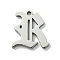 Non-Tarnish 201 Stainless Steel Pendants, Stainless Steel Color, Old Initial Letters Charms, Letter R, 18.5x17.5x1.6mm, Hole: 1.8mm