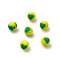 Handmade Polymer Clay Beads, Round with Heart Pattern, Yellow, 8mm, Hole: 1.5mm