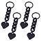 4Pcs Alloy Keychains, Heart, Black, 112.5mm
