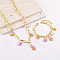 304 Stainless Steel Enamel Charms Bracelets & Pendant Necklaces Sets, Butterfly & Tulip & Bees, Golden, 410mm