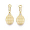 Alloy Pendants, Tennis Racket Charms, Golden, 24x9x3mm, Hole: 2.2mm