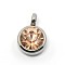 Trendy Original Color 304 Stainless Steel Grade A Rhinestone Flat Round Charm Pendants, Faceted, Stainless Steel Color, Light Colorado Topaz, 9x6.5x4mm, Hole: 2mm
