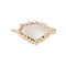Golden Plated Brass Pave Clear Cubic Zirconia Connector Charms, Glass Heart Links, White, 24x13x5mm, Hole: 1.5mm