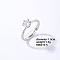 Flat Round Platinum Brass Adjustable Ring with Cubic Zirconia, Inner Diameter: 18mm