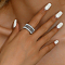 Elegant Vintage Style Brass Wide Hollow Flower Band Ring for Women's Daily Wear, White, Inner Diameter: 16~19mm