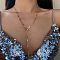 Cross Brass with Rhinestone Lariat Necklaces, Golden, 30.51 inch(77.5cm)