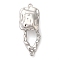 Brass Fold Over Clasps, Rectangle, Platinum, 32mm