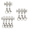 3Pcs 3 Styles 304 Stainless Steel Slide Lock Clasps, with Lobster Claw Clasps, Stainless Steel Color, 21x14.5~25mm, 1pc/style
