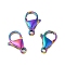 Ion Plating(IP) 304 Stainless Steel Lobster Claw Clasps, Parrot Trigger Clasps, Rainbow Color, 11x7x3.5mm, Hole: 1.2mm