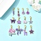 12Pcs Alloy Enamel Pendant Decorations, with Alloy Lobster Claw Clasps, Mixed Shapes, Medium Purple, 28~45mm