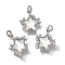Brass Micro Pave Cubic Zirconia Charms, Star, with Glass & Glitter Powder & Loop, Long-Lasting, Lead Free & Cadmium Free, White, Platinum, 12.5x12x4mm, Hole: 2mm