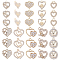 40Pcs 10 Style Alloy Crystal Rhinestone Pendants, Heart & Flat Round Charms, Golden, 13~20x11~19.5x1.5~3mm, hole: 1.5~3.5mm, 4Pcs/style