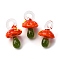 Handmade Lampwork Pendants, Bumpy, Mushroom, Orange Red, 24.5~29.5x15~18.5mm, Hole: 2~5mm