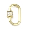Brass Micro Pave Cubic Zirconia Keychain Rings, Long-Lasting Plated, Lead Free & Cadmium Free, Oval, Real 18K Gold Plated, 21.5x13.5x6mm