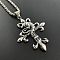 Retro Punk Hip-hop Stainless Steel Wolf Cross Pendant Necklaces for Men, Stainless Steel Color